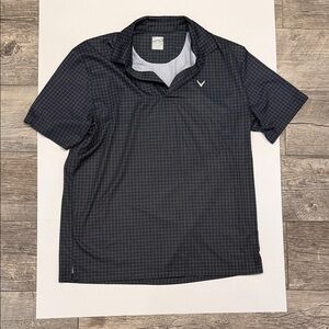 Callaway Men's Black and Gray Checkered Polo